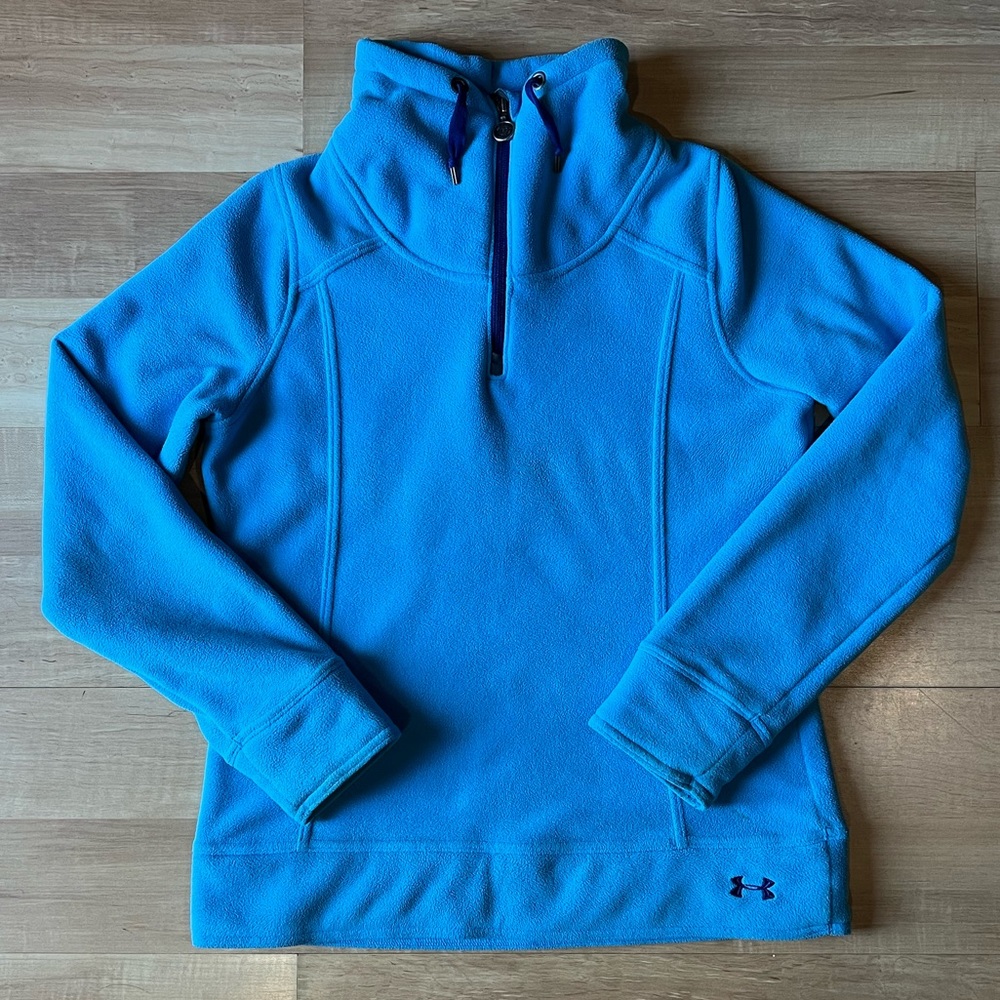 Under Armour blue half zip mock neck pullover fleece sweater athletic jacket